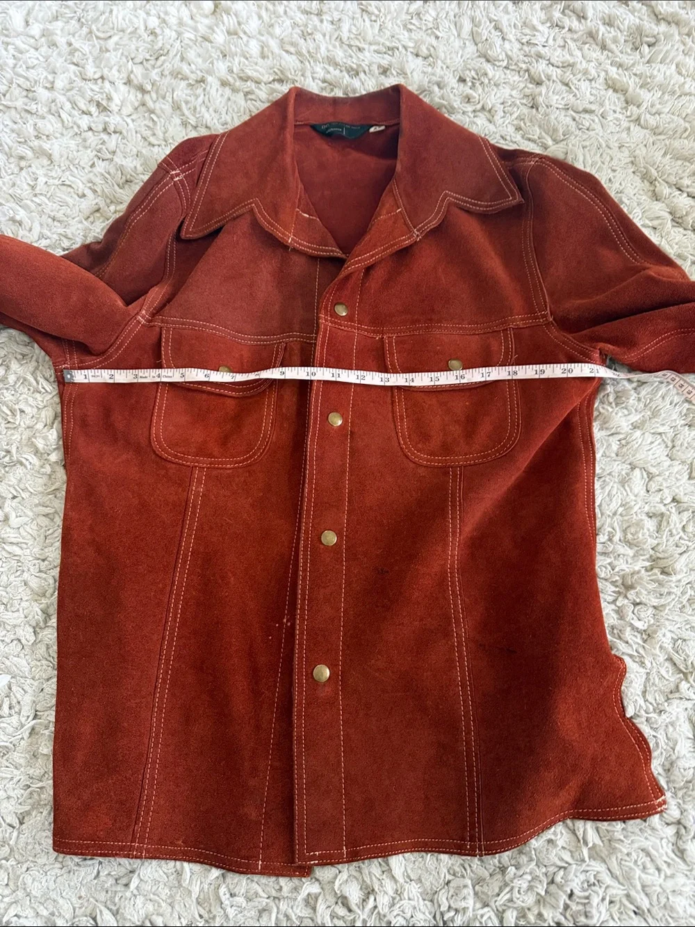 Vintage Rust Suede Button-Front Jacket